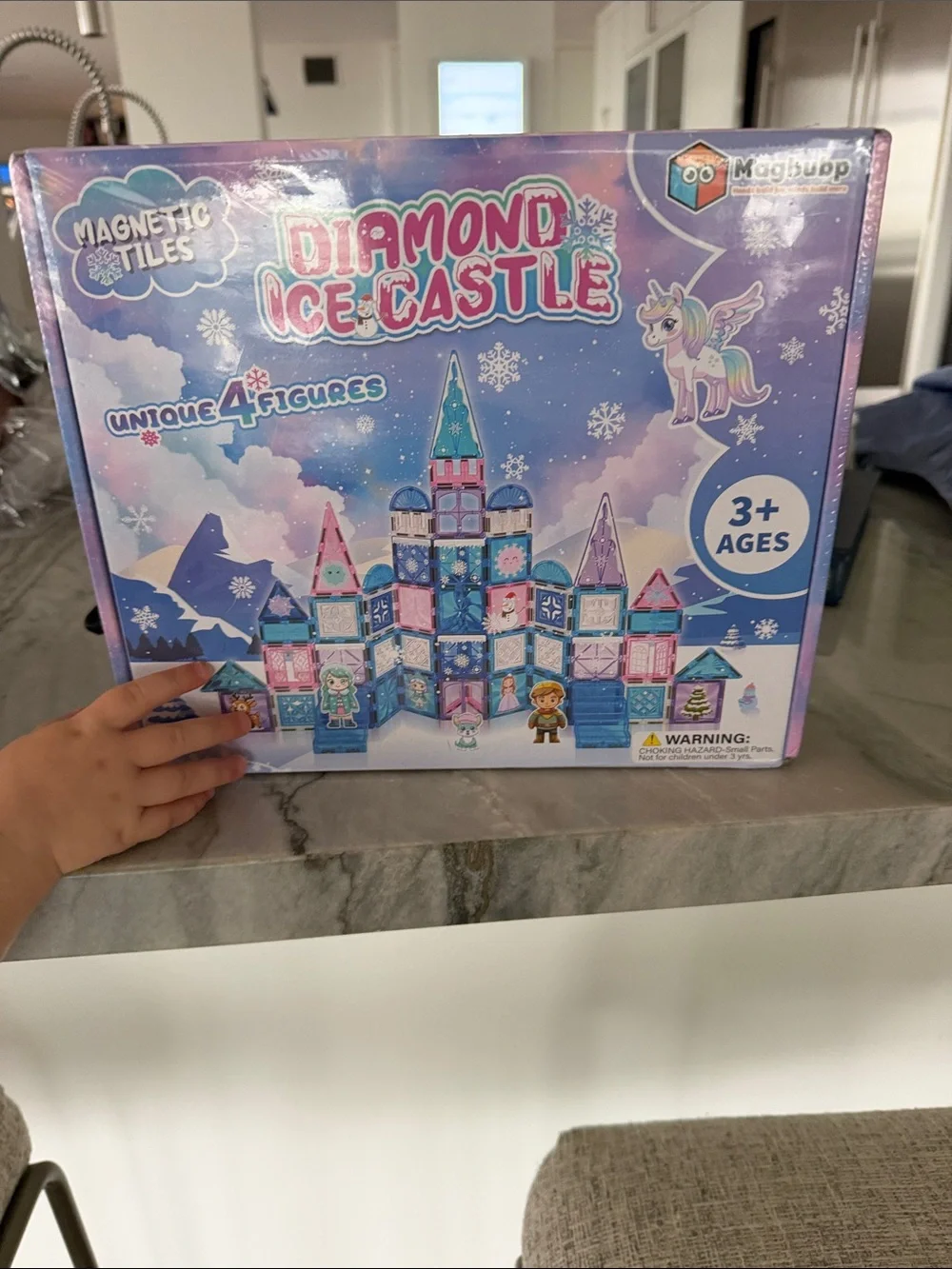 Diamond Ice Castle Magnetic Tiles Building Set - Pink & Blue by